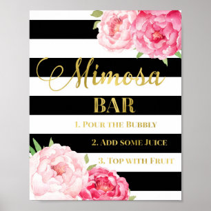 Rosa Mimosa Bar signieren Goldschwarze Streifen Poster