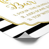 Rosa Mimosa Bar signieren Goldschwarze Streifen Poster (Ecke)