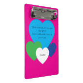 Rosa Mini-Clipboard mit Herzen Mini Klemmbrett (Schrägansicht)