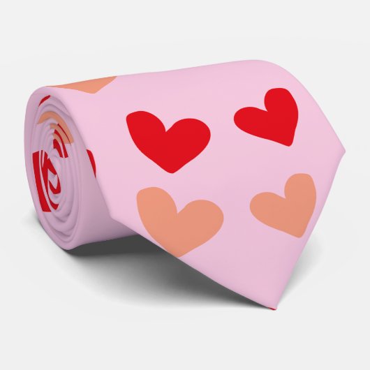 Rosa Mini-Herz-Krawatten Krawatte (Gerollt)