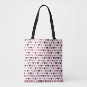 Rosa Mini-Herzen und Pflaumen-Romantik-Motiv Tasche (Vorderseite)