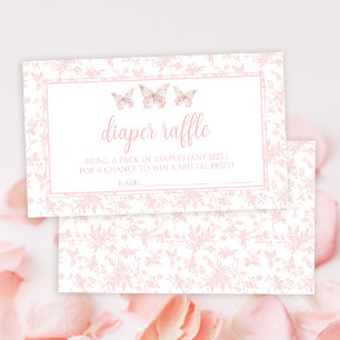 Rosa Mini-Schmetterling-Babydusche-Windel-Tombola Begleitkarte