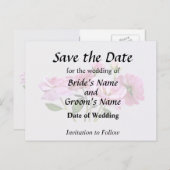 Rosa Miniatur-Rose Hochzeitsmaterial Ankündigungspostkarte (Vorne/Hinten)