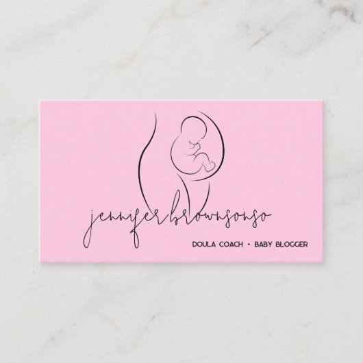 Rosa Minimal einzigartig Doula Geburtshilfe schwan Visitenkarte (Vorderseite)