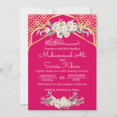 Rosa Minimal Floral Gold Islamische Hochzeit Einladung (Vorderseite)