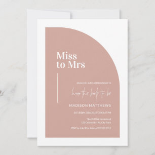 Rosa Minimal Half Arch Miss an Brautparty I Einladung