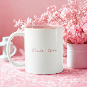 Rosa Minimal Schrift Brautjahr Zweifarbige Tasse
