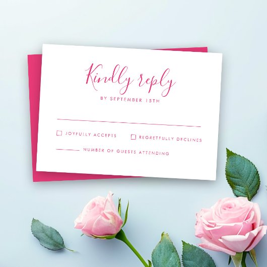 Rosa Minimale Hochzeitkarte RSVP Karte
