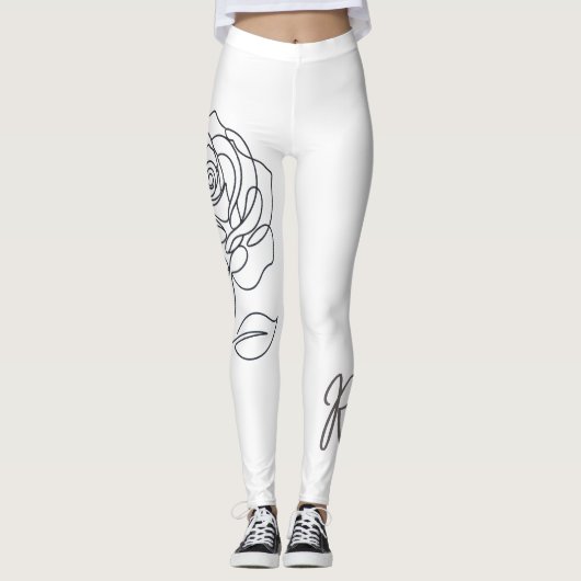 Rosa Minimalist Line Art Leggings (Vorderseite)