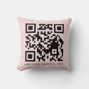 Rosa Minimalist QR-Branding Akzent Kissen
