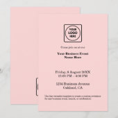 Rosa Minimalistisch | Logo für benutzerdefinierte  Einladung (Vorne/Hinten)