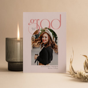 Rosa Minimalistisch Modern, 5 Arme Foto Abschluss Einladung