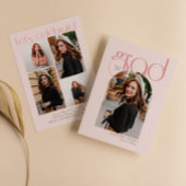 Rosa Minimalistisch Modern, 5 Arme Foto Abschluss Einladung