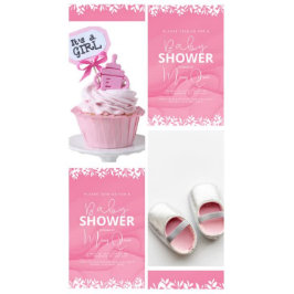 Rosa Minimalistische Babydusche Einladung