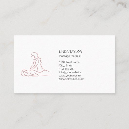 Rosa Minimalistische Berufliche Massagetherapeutin Visitenkarte (Rückseite)