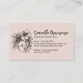 Rosa Minimalistische Blumenhaar-Art Makeup Kosmeti Visitenkarte (Rückseite)
