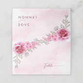 Rosa Minimalistische Blumenhochzeit Platzkarte (Außenseite Aufgefaltet)