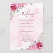 Rosa Minimalistische Blumenhochzeit Programm (Vorderseite)