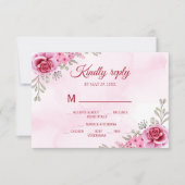 Rosa Minimalistische Blumenhochzeit RSVP Karte (Vorderseite)