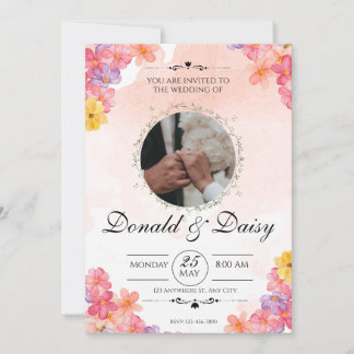 Rosa minimalistische florale Hochzeitseinladungska Einladung