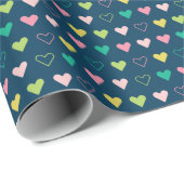 Rosa Minimalistische geometrische Herzen Geschenkpapier (Rolleneckpunkt)