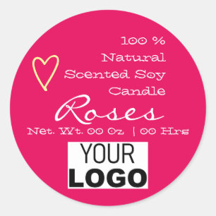 Rosa Minimalistische Logo-Vorlage Kronen-Herz-Labe Runder Aufkleber