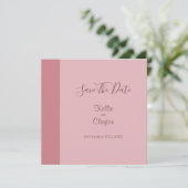 Rosa Minimalistische Moderne Hochzeit Save The Date (Stehend Vorderseite)