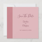 Rosa Minimalistische Moderne Hochzeit Save The Date (Vorderseite)