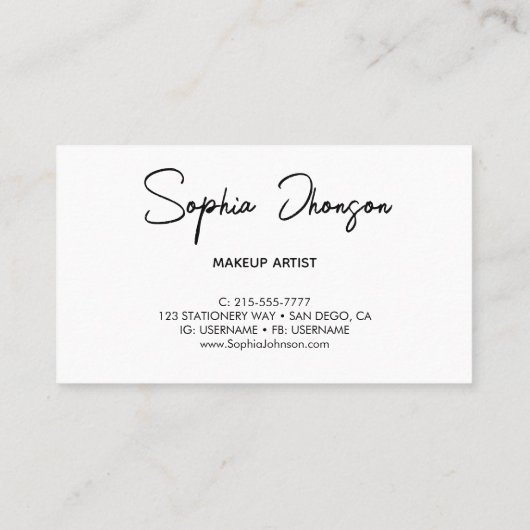 Rosa Minimalistische und weibliche Makeup Künstler Visitenkarte (Rückseite)