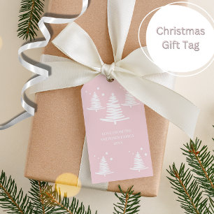 Rosa Minimalistische Weihnachtsbaumen Geschenkanhänger