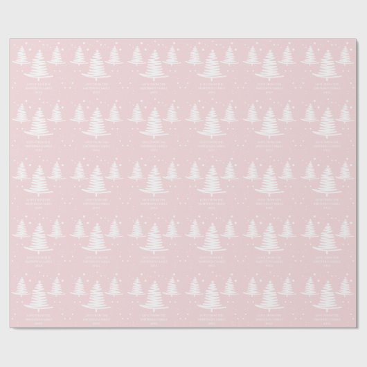 Rosa Minimalistische Weihnachtsbaumen Geschenkpapier (Flach)