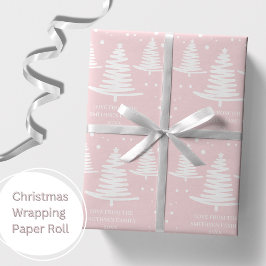 Rosa Minimalistische Weihnachtsbaumen Geschenkpapier
