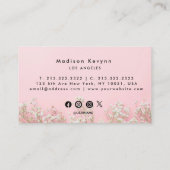 Rosa Minimalistische Wildblume Boho Visitenkarte (Rückseite)