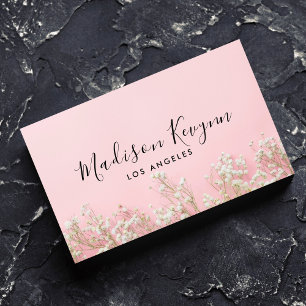 Rosa Minimalistische Wildblume Boho Visitenkarte