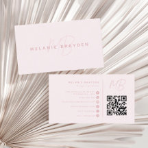 Rosa Minimalistischer Beruflicher Monogramm QR-Cod