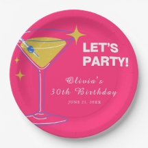 Rosa minimalistischer Cocktail 30. Geburtstag Papi