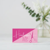 Rosa minimalistischer Friseurmode Visitenkarte (Stehend Vorderseite)