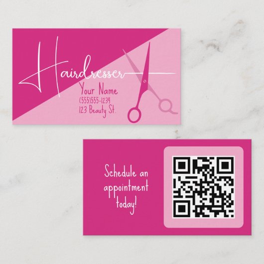 Rosa minimalistischer Friseurmode Visitenkarte (Vorne/Hinten)