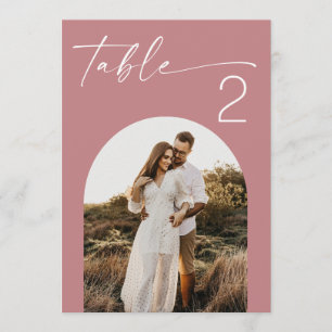 Rosa minimalistischer Hochzeitstisch Nummer Foto Einladung