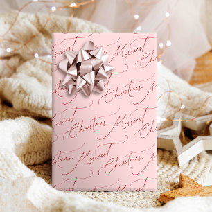 Rosa minimalistischer moderner Schriftzug Fröhlich Geschenkpapier