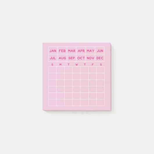 Rosa Minimalistischer Monatsplaner Mini-Kalender Post-it Klebezettel (Vorderseite)