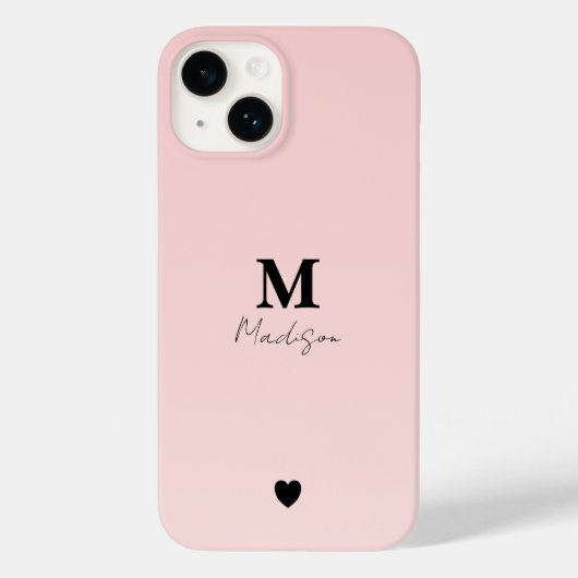Rosa Minimalistischer Monogrammname Case-Mate iPhone Hülle (Rückseite)