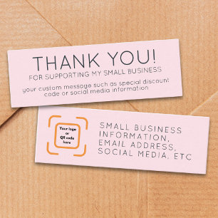 Rosa minimalistisches Danke Kleinunternehmen-Logo Mini Visitenkarte