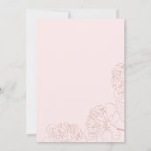 Rosa Minimalistisches, handgezeichnet Peonies-Brau Einladung (Rückseite)