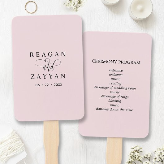 Rosa Minimalistisches Hochzeitsprogramm Fächer