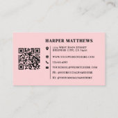 Rosa minimalistisches modernes Logo QR-Code Visite Visitenkarte (Rückseite)