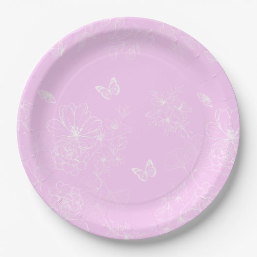 Rosa Minimalistisches Muster Modernes, Abstraktes Pappteller (Vorderseite)