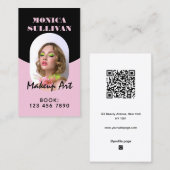 Rosa minimalistisches Schwarz-Makeup Visitenkarte (Vorne/Hinten)