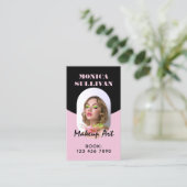 Rosa minimalistisches Schwarz-Makeup Visitenkarte (Stehend Vorderseite)