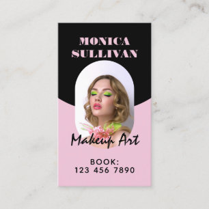 Rosa minimalistisches Schwarz-Makeup Visitenkarte